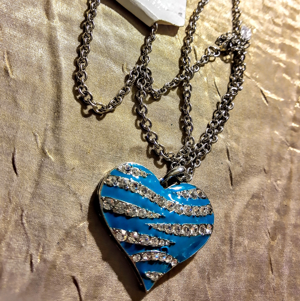 Blue Heart Pendant Necklace Chain